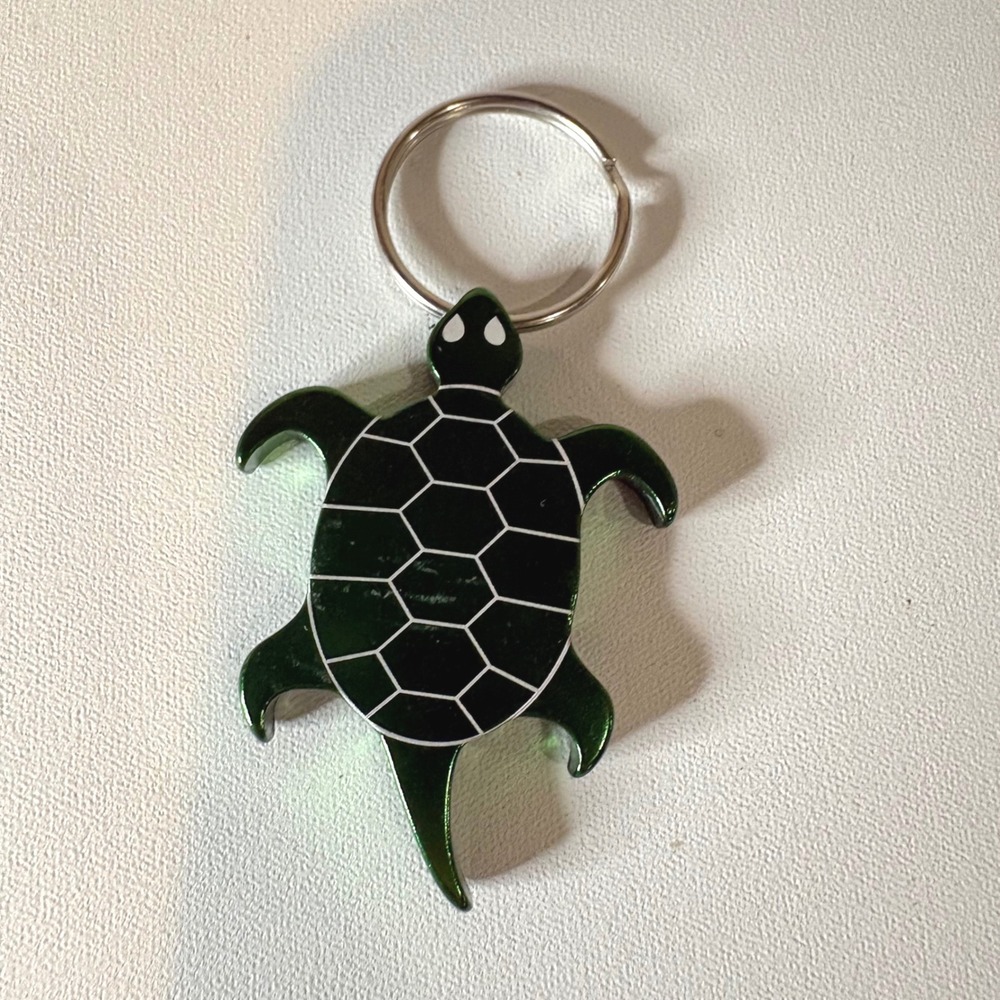 Green Metal Sea Turtle Keychain Bottle Opener Animal Souvenir Accessory